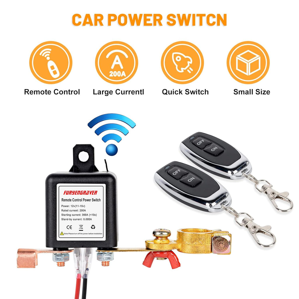 DC12V 200A Remote Control Battery Disconnect Switch with 2 Keys P83731