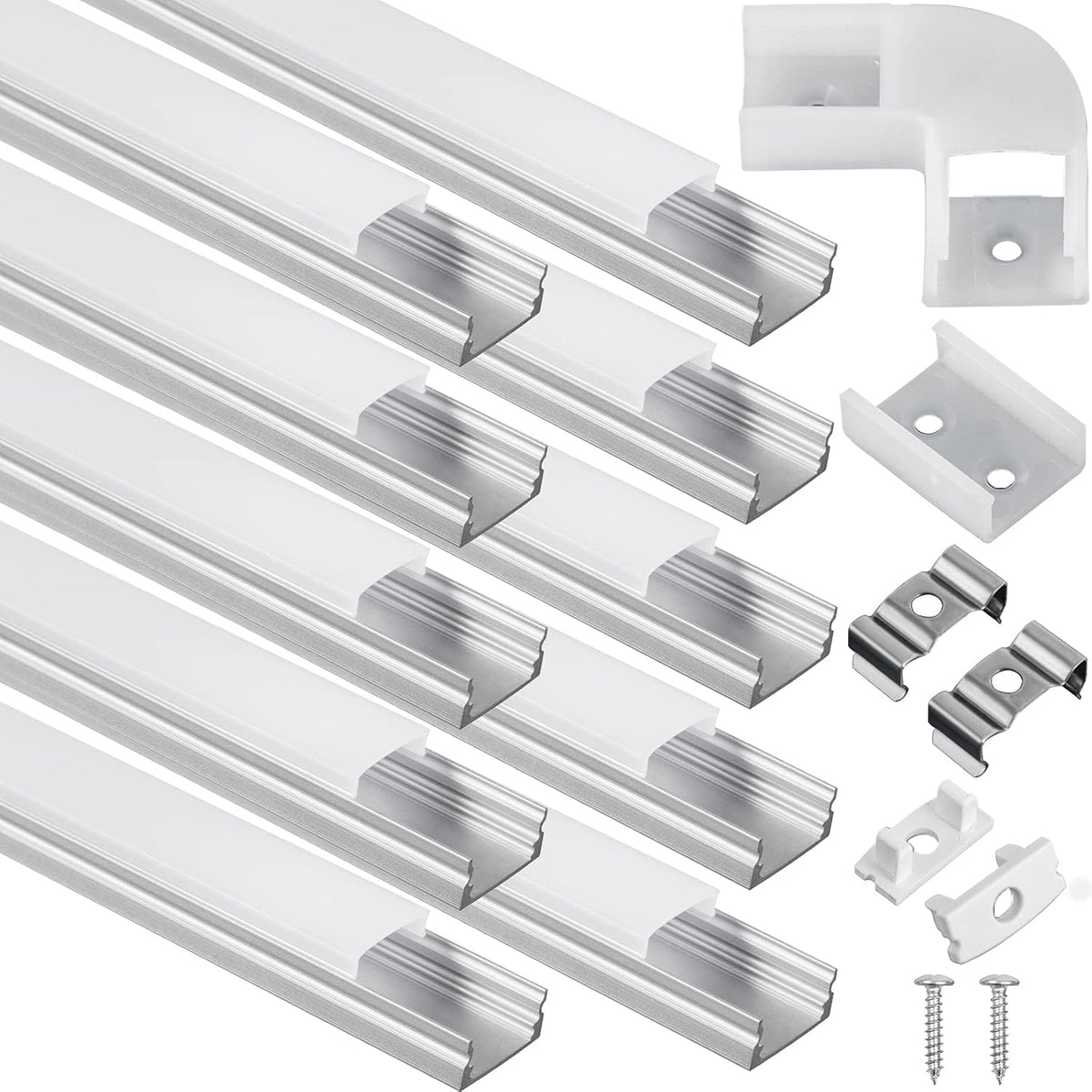 10-Pack 6.6 ft Aluminum U-Shaped LED Channel System with Diffused Cover U7562
