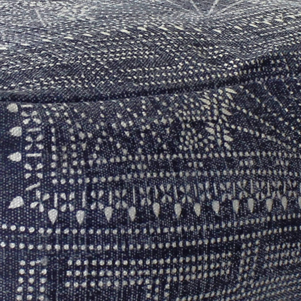 Blue Batik Print Rectangular Pouf V6664