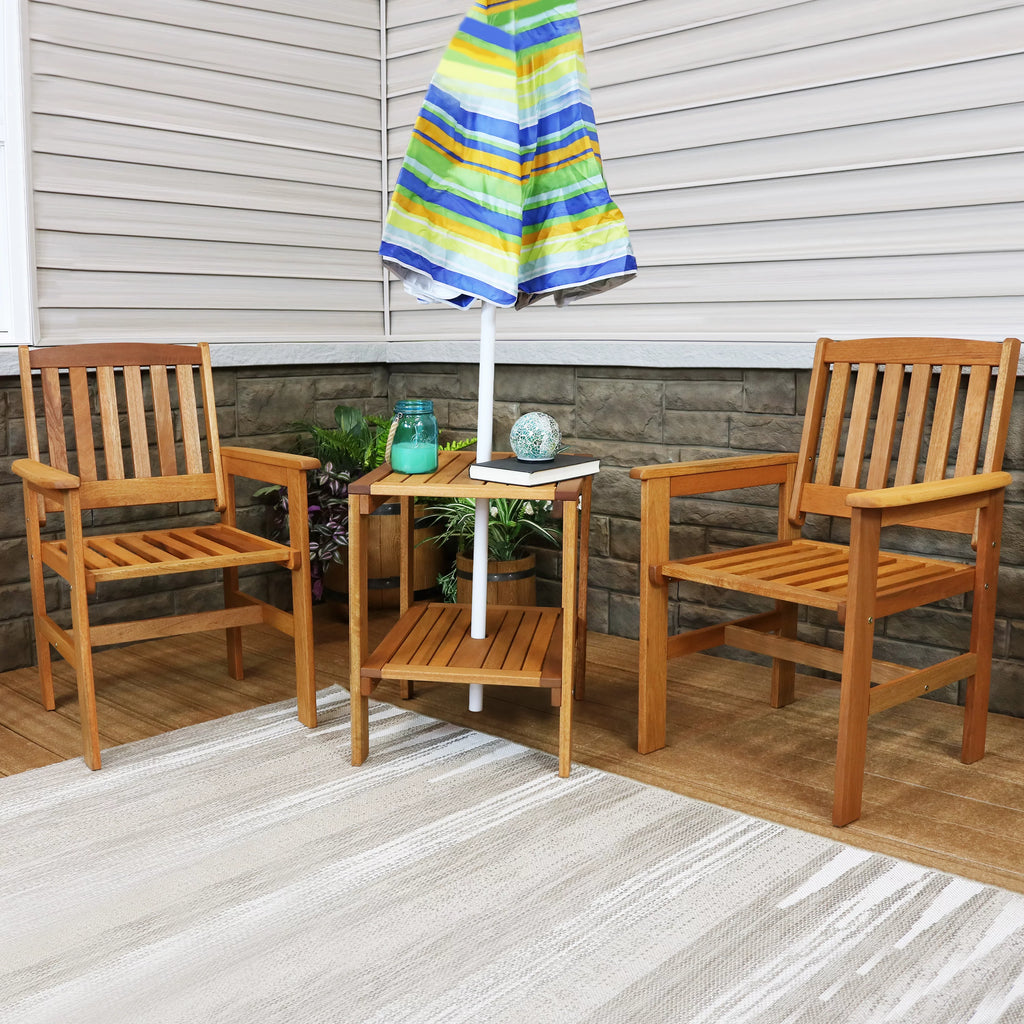 Meranti Wood 3pc Patio Table and Chairs Set J6480