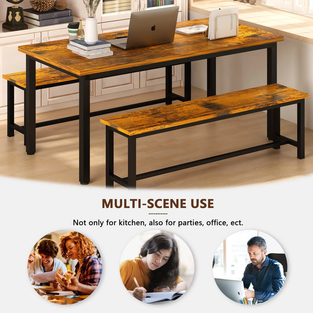 Dining Table Set with Two Benches N978