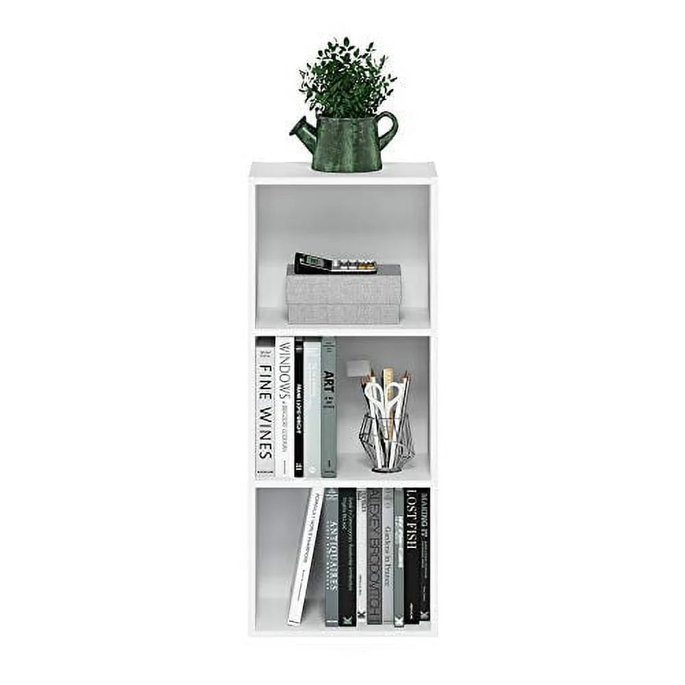 White 3 Tier Open Shelf Bookcase H2115