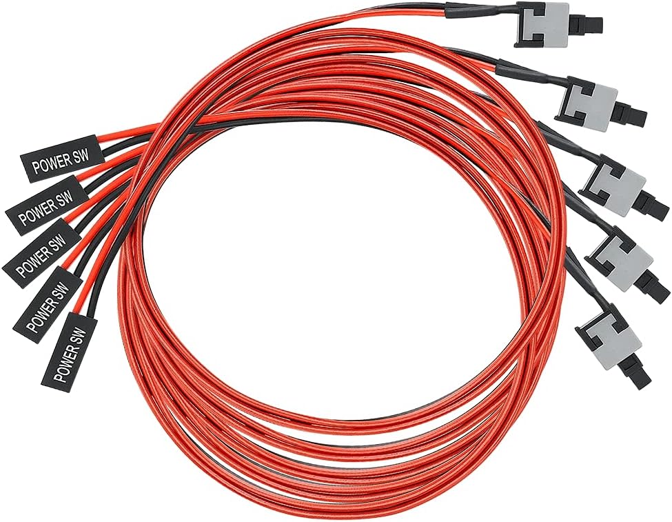 5pcs 2 Pin PC Power Cable Push Button ATX Computer Switch Wire Restart Switch 55CM A512951