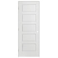 28 in. x 80 in. 5-Panel Right-Handed Hollow-Core Smooth Primed Composite Single Prehung Interior Door W9796