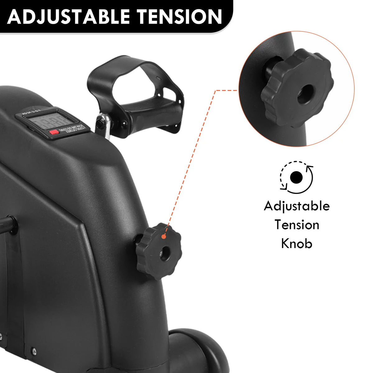 Portable Black Indoor Pedal Exerciser Bike with LCD Display R735