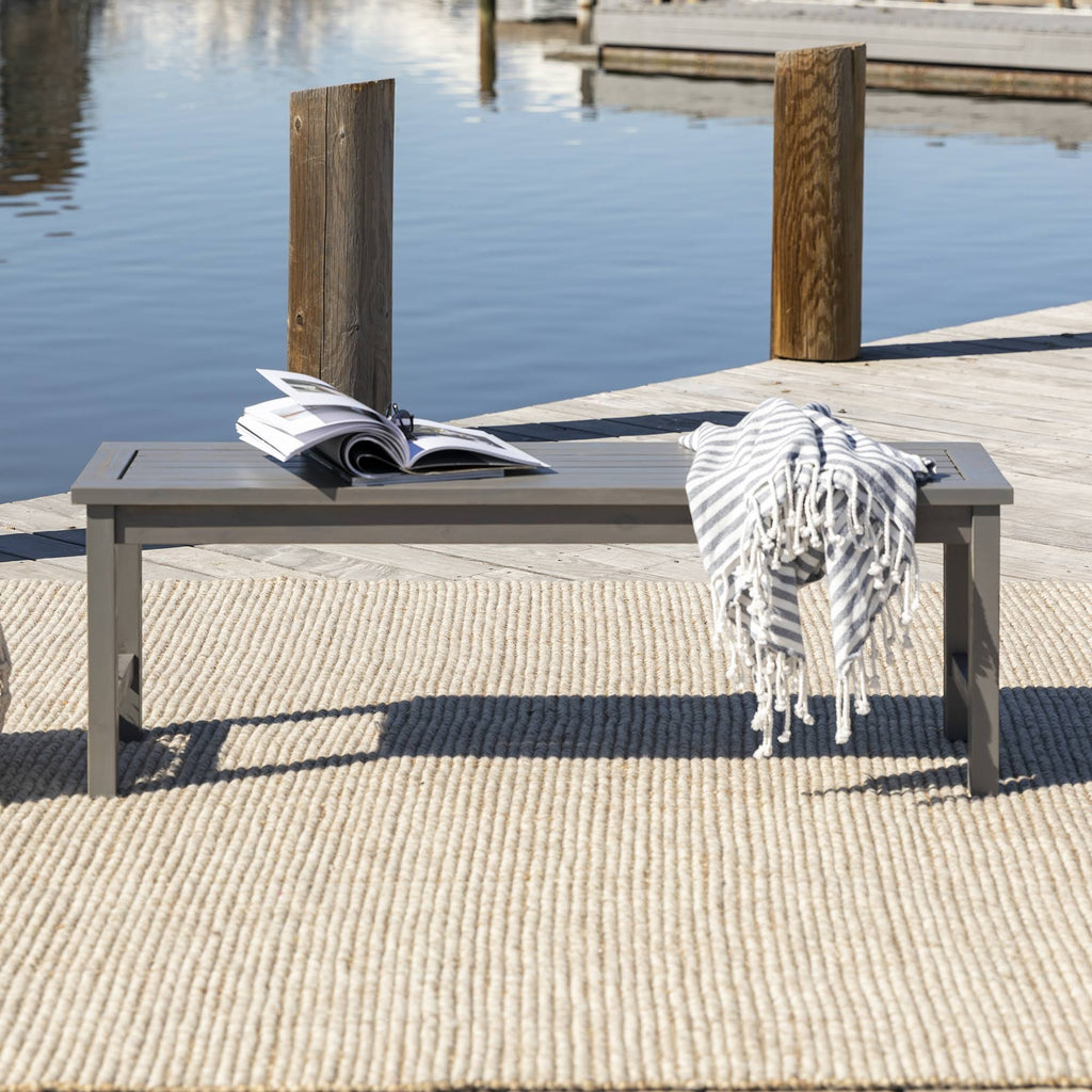 Gray Wash Solid Acacia Wood Patio Dining Bench R484