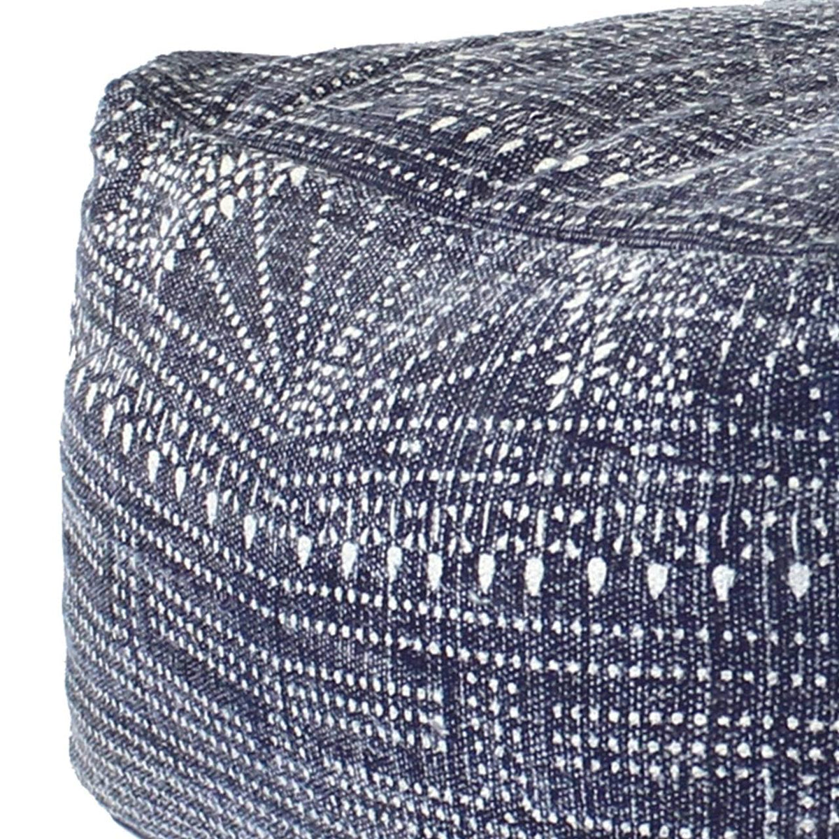 Blue Batik Print Rectangular Pouf V6664