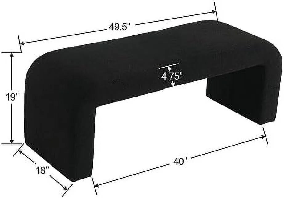 Modern Upholstered Faux Fur Boucle Ottoman Bench D13928