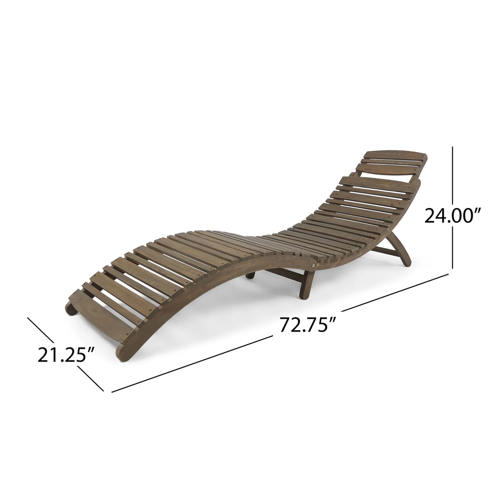Gray Acacia Wood Outdoor Chaise Lounge Set of 2 A23815