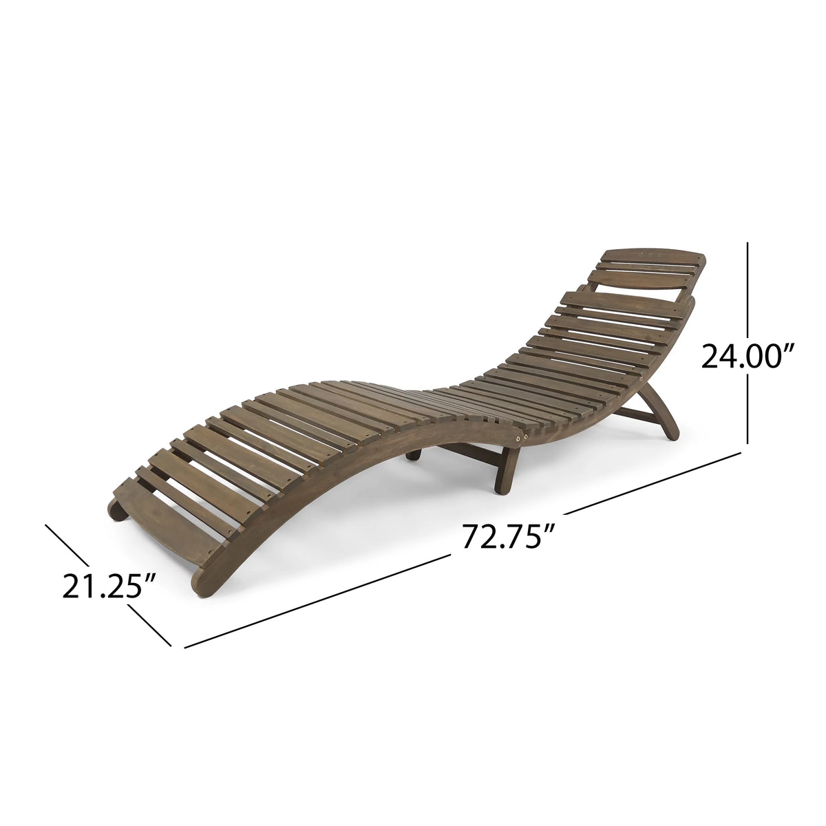Gray Acacia Wood Outdoor Chaise Lounge Set of 2 A23815