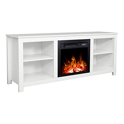 White 4 Cubby Electric Fireplace TV Stand I60465