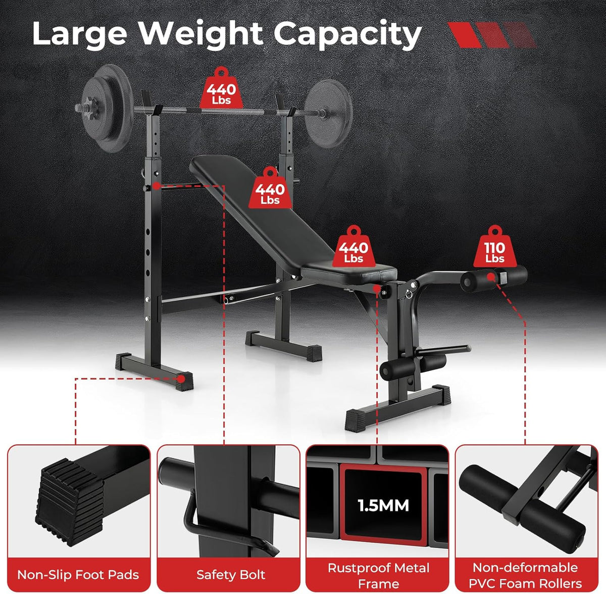 Adjustable Weight Bench with Squat Racks Z70503