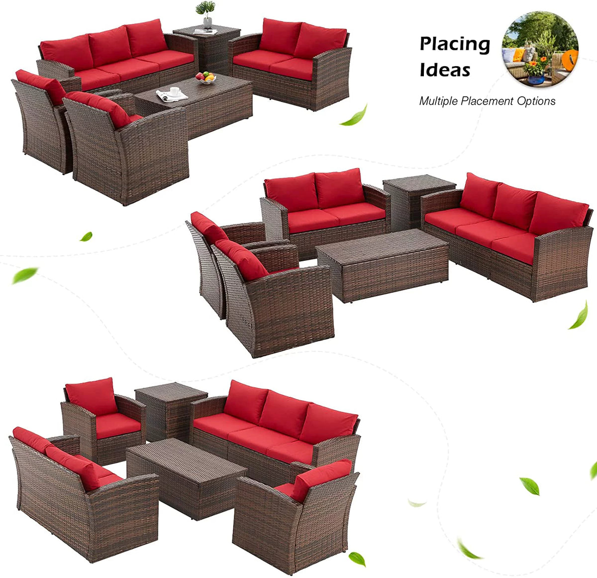 6 Pieces Patio Rattan Wicker Sectional Sofa M1071