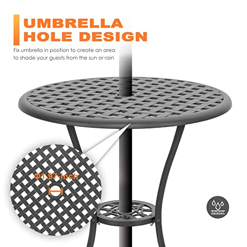 3 Piece Cast Aluminum Bistro Set with Umbrella Hole A6257