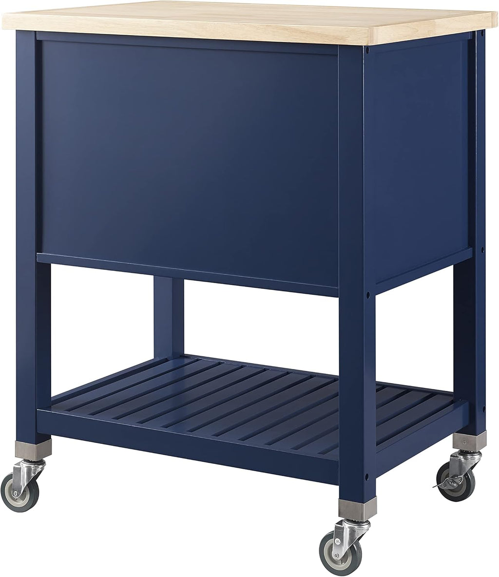 Denim Kitchen Cart with Locking Wheels G93909