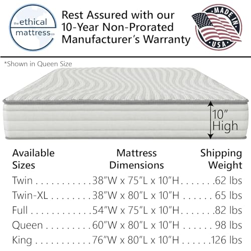 10" Hybrid Mattress with Organic Cotton, Wool, Latex & Pocketed Coils - Queen Size V9152