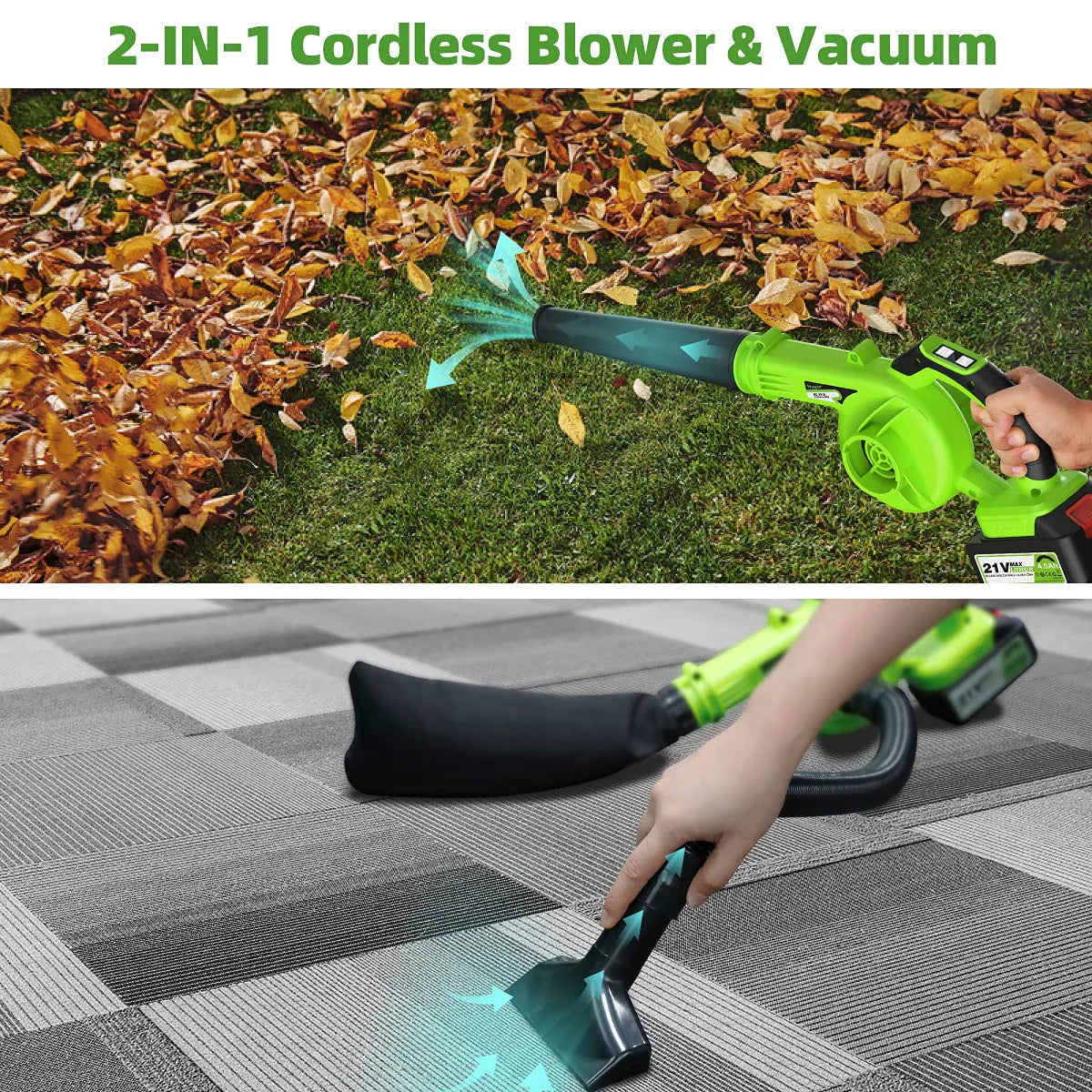 21V Cordless Leaf Blower 135MPH 321CFM 6 Speed with 4.0Ah Li-ion Battery F562