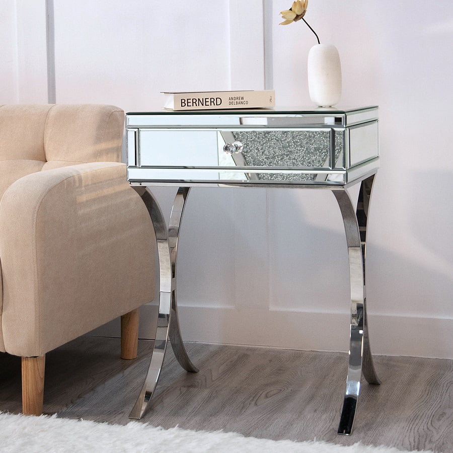 24'' Mirrored End Table with Drawer T69153