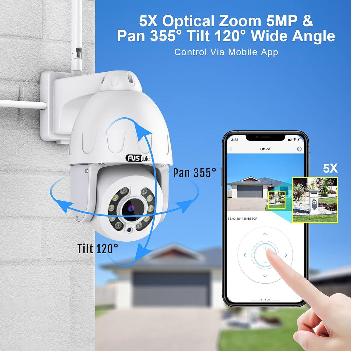 5MP PTZ Outdoor Security Camera with 5X Optical Zoom D437402