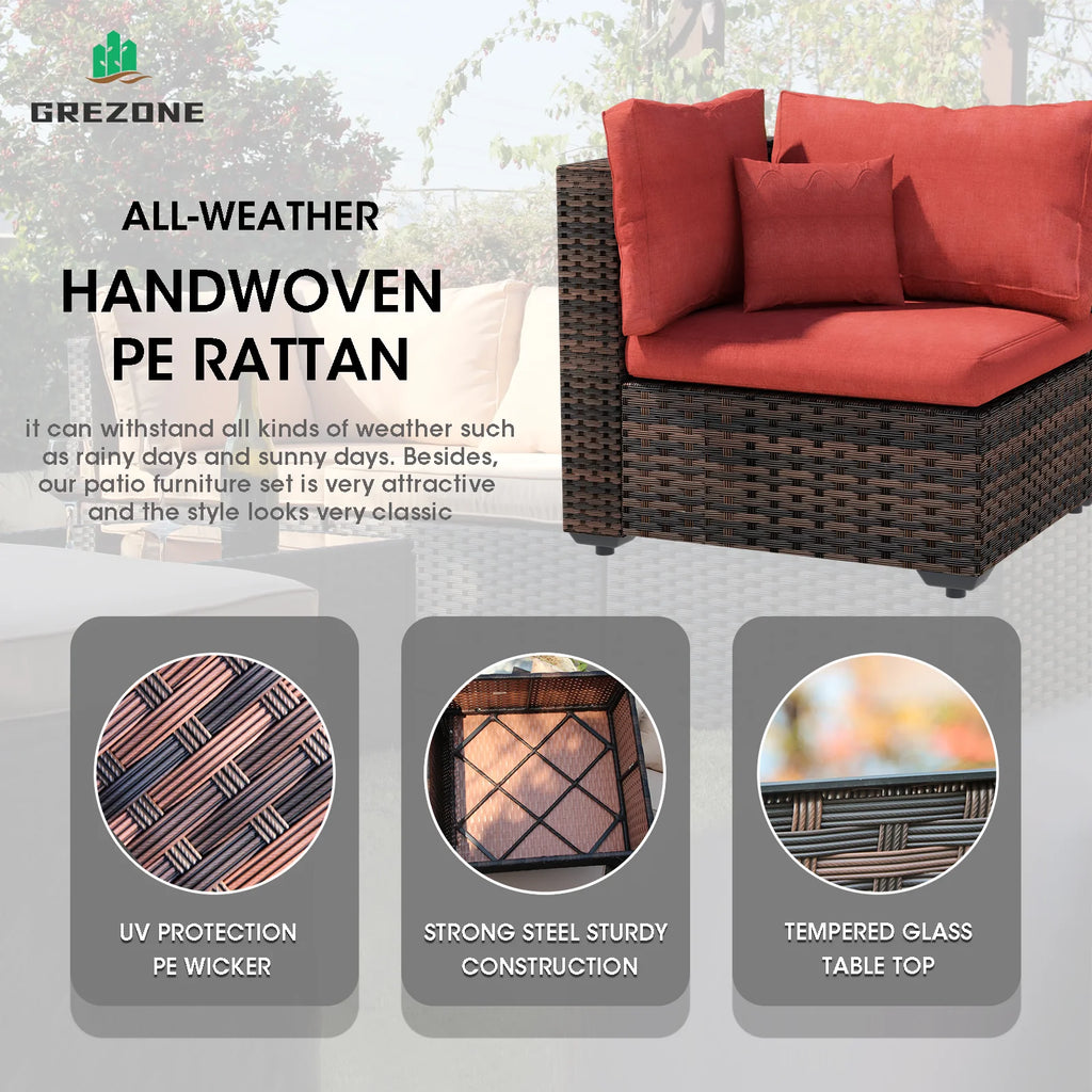 11 PCS Black Wicker Patio Furniture Set with Fire Pit Table J311