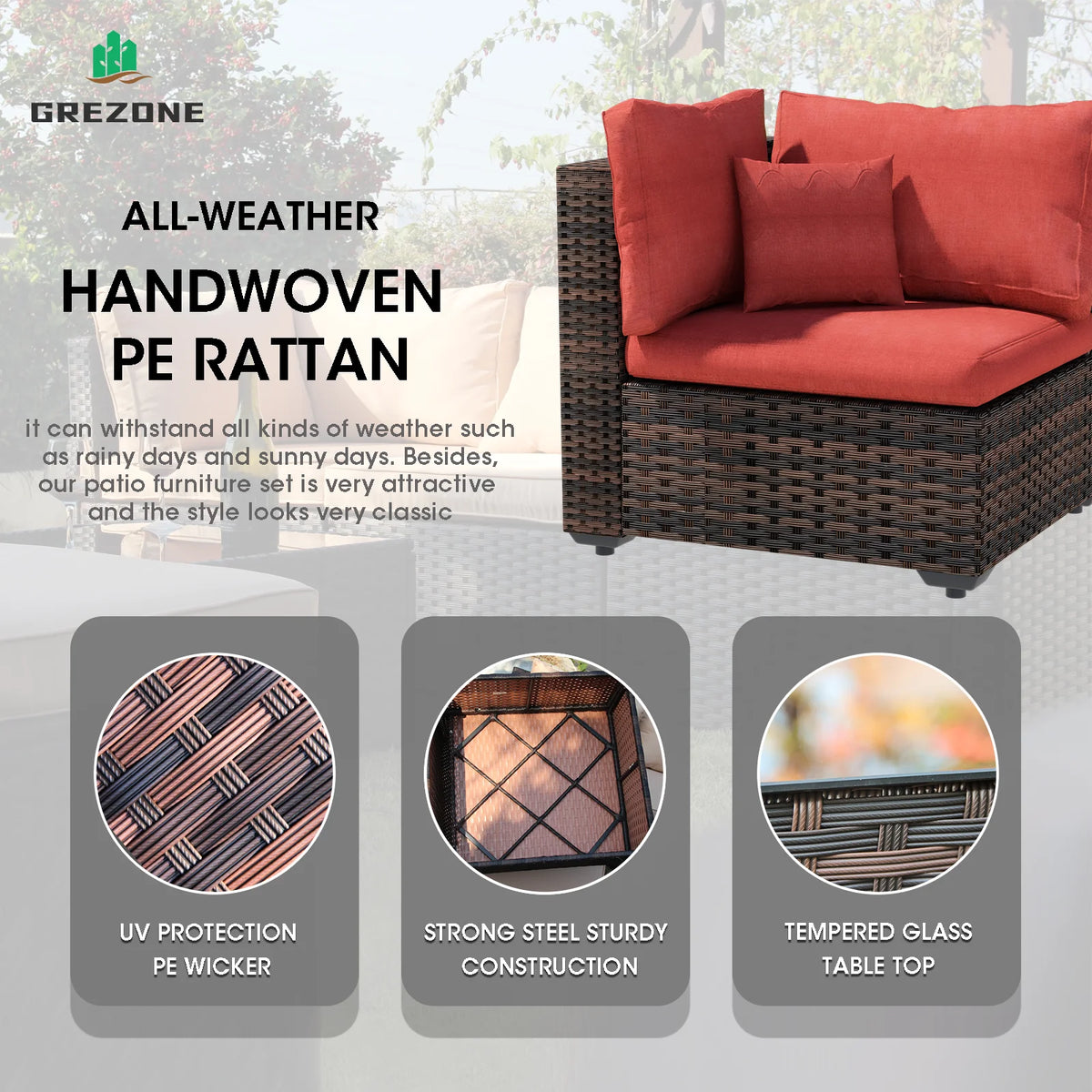 11 PCS Black Wicker Patio Furniture Set with Fire Pit Table J311