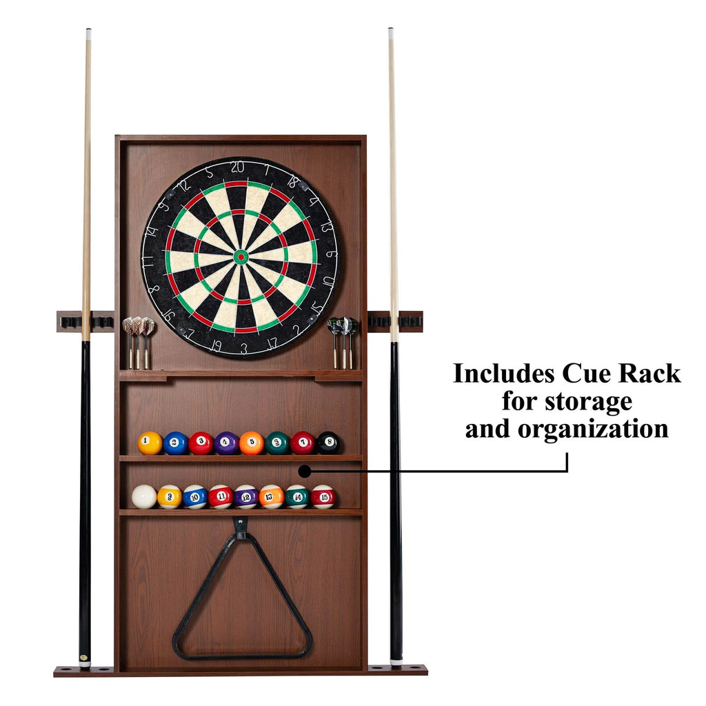 Burgundy Pool Table with Cue Rack and Dartboard Set K576915