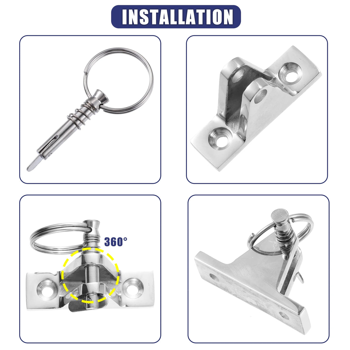 4Pcs Stainless Steel Deck Hinge with Pin Ring F9041