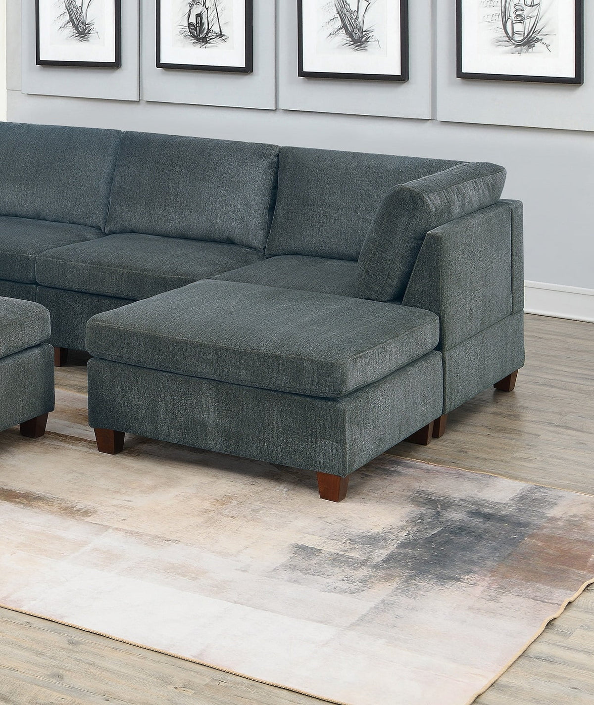 Grey Chenille Modular Sectional 9pc Set O24100