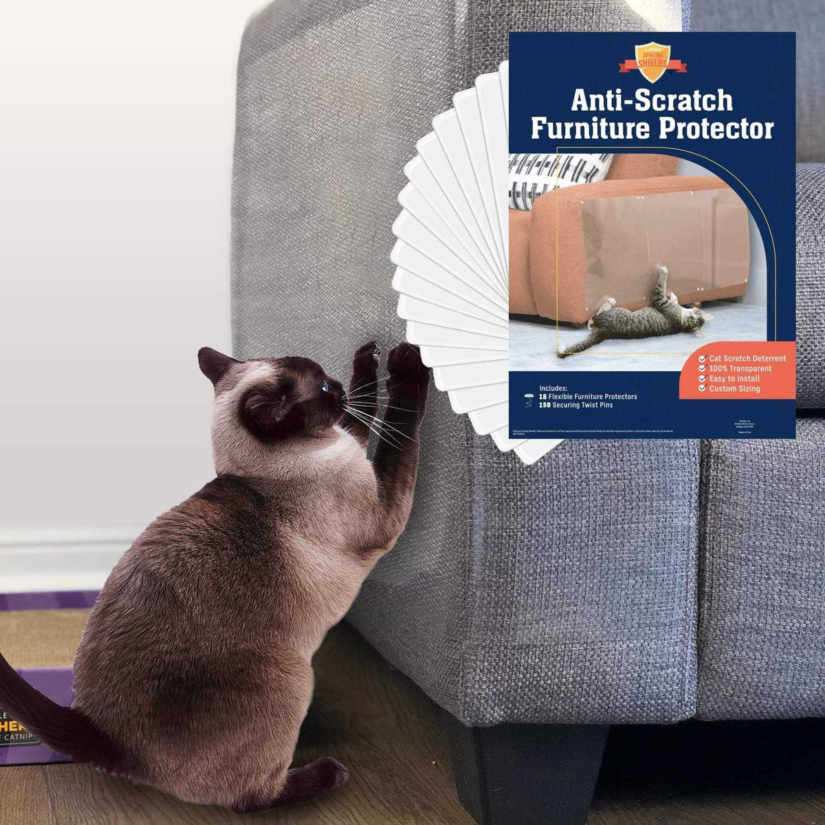 6-Pack 17-inch x 12-inch Cat Scratch Deterrent Furniture Protectors I231