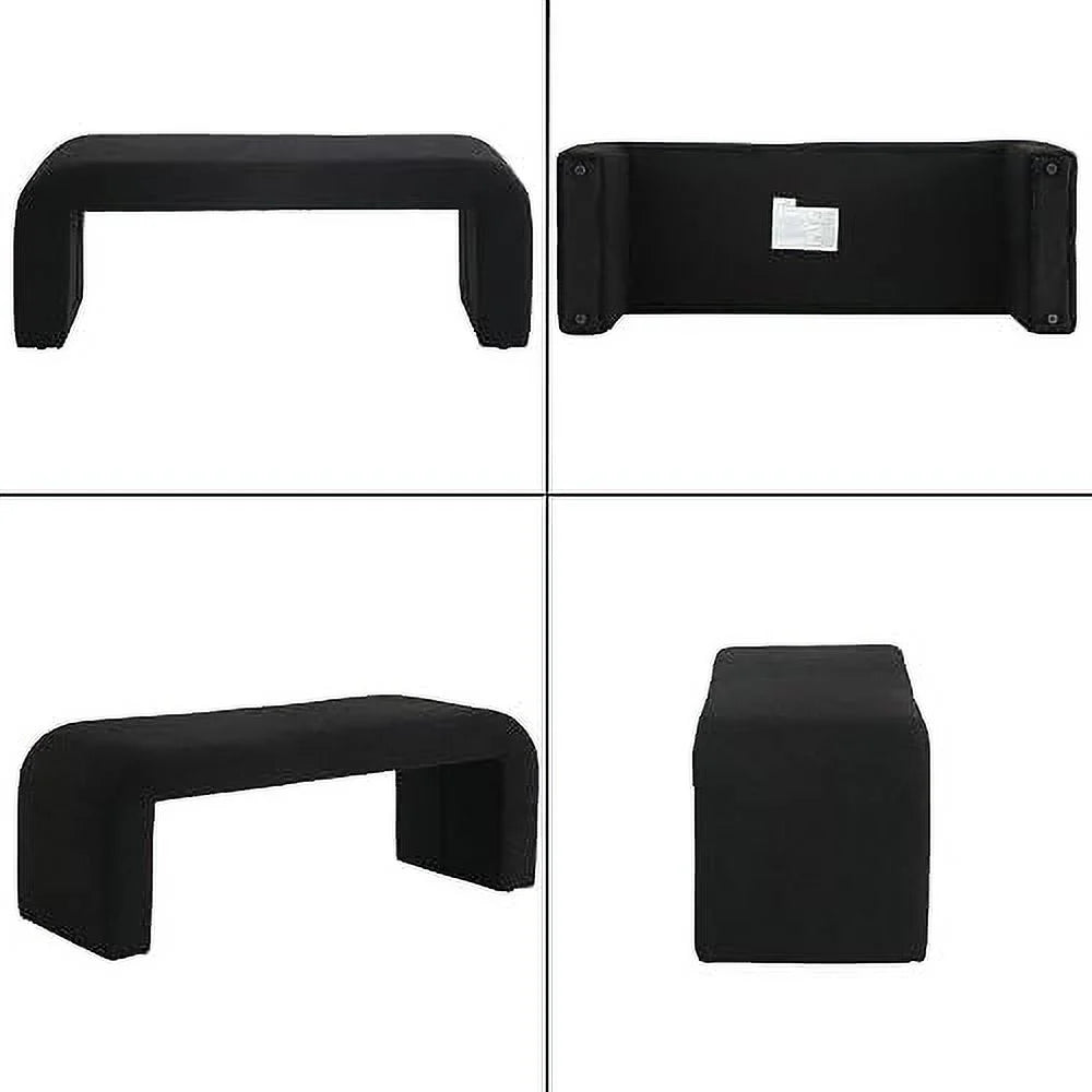 Modern Upholstered Faux Fur Boucle Ottoman Bench D13928