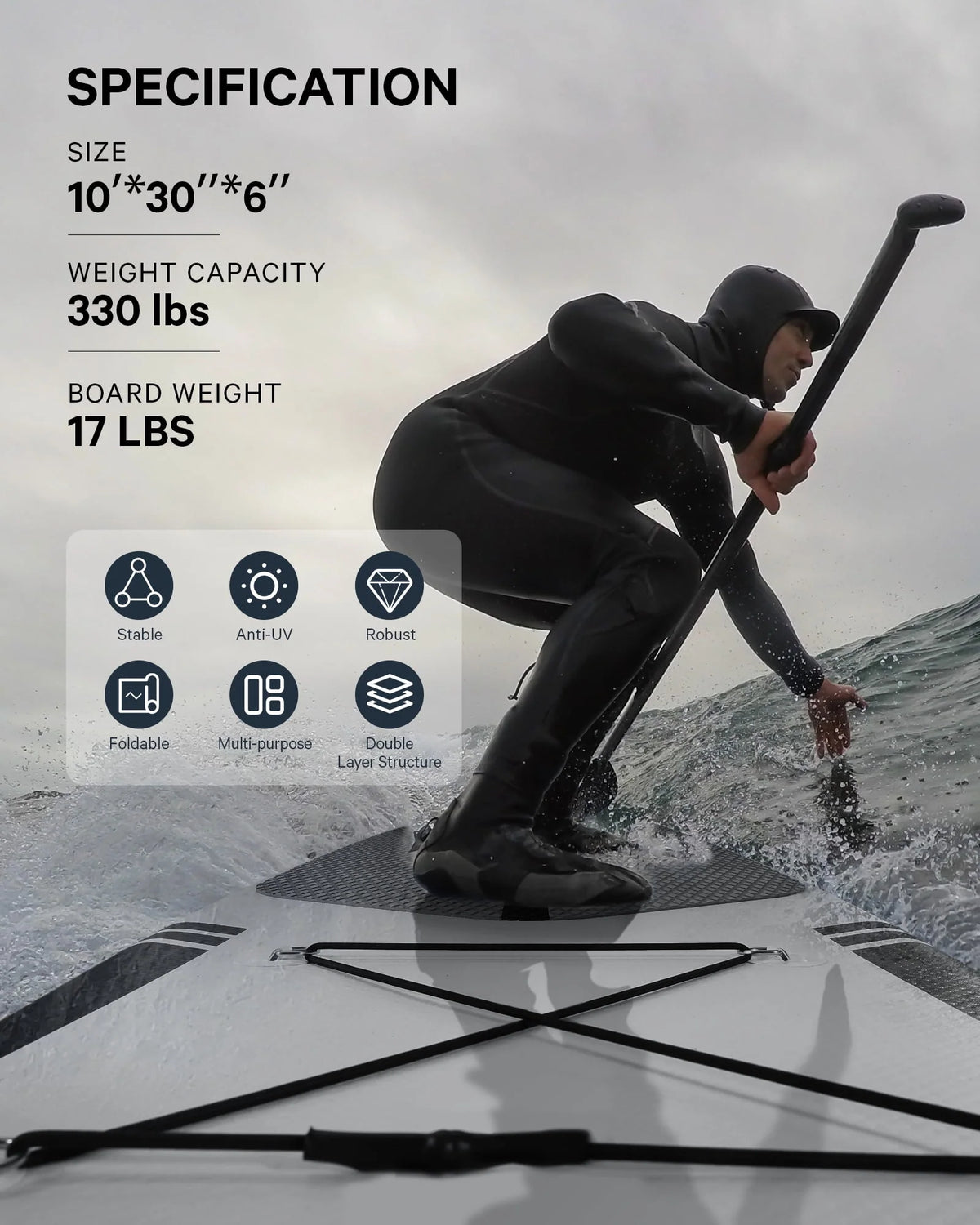 10 Ft. Inflatable Stand up Paddle Board with Backpack V200