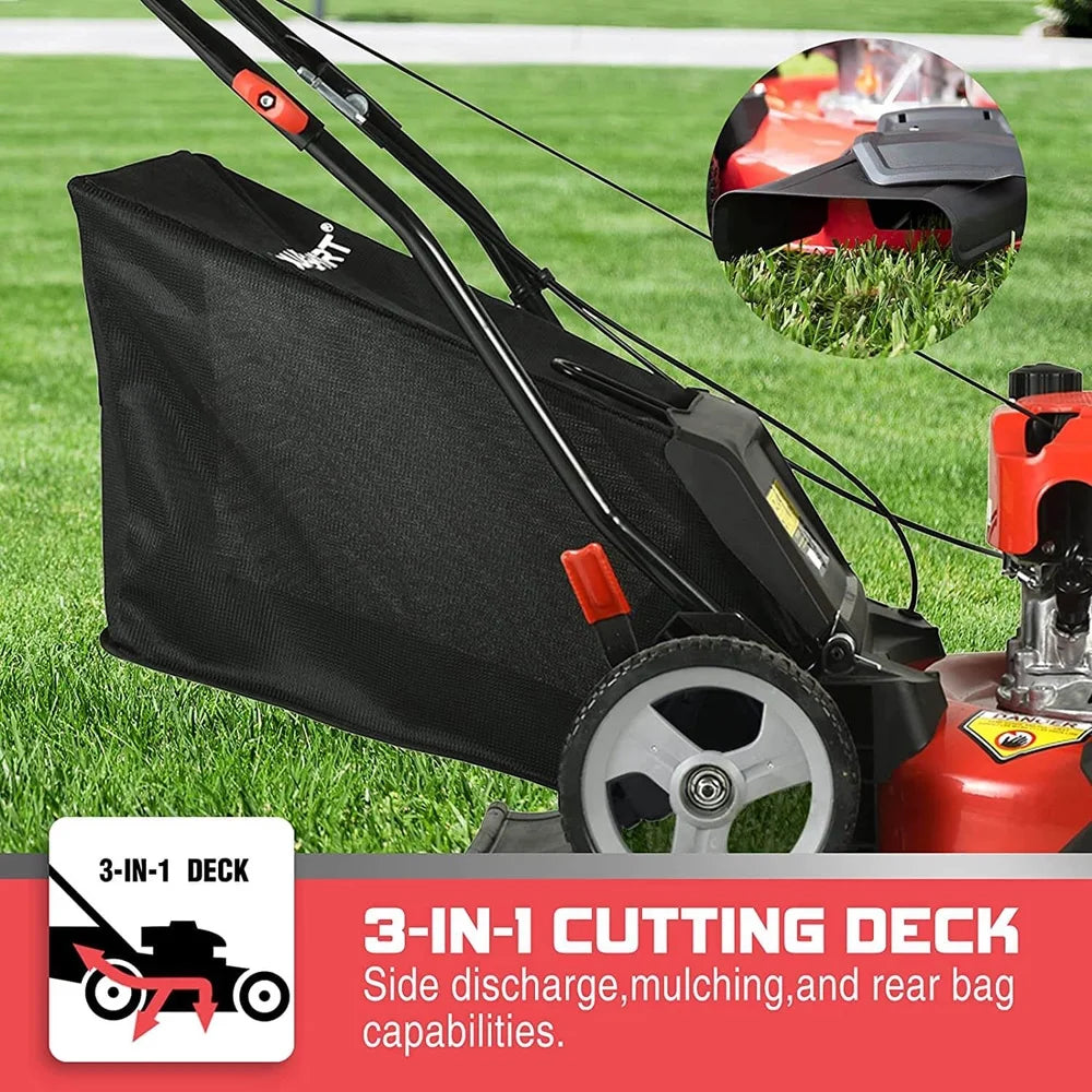 21-Inch 144cc 3-in-1 Walk-Behind Push Lawn Mower with Rear Bag K8340