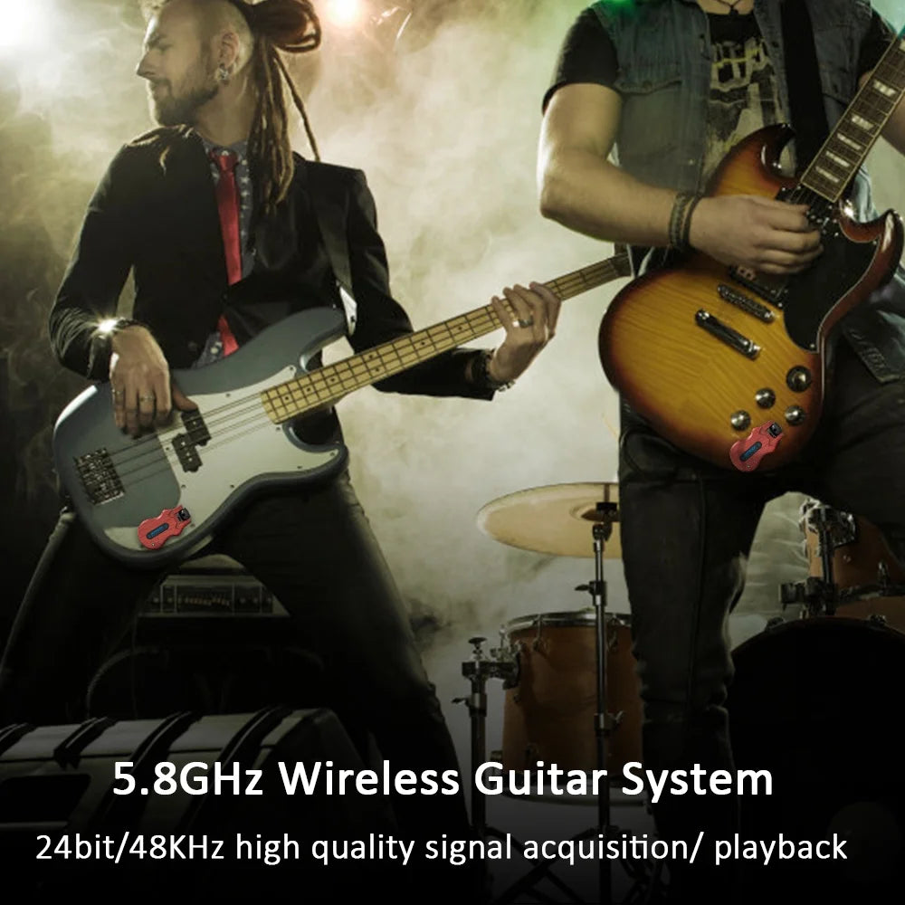 5.8G Wireless Guitar System Red Transmitter Receiver with USB Charging Cable G443413