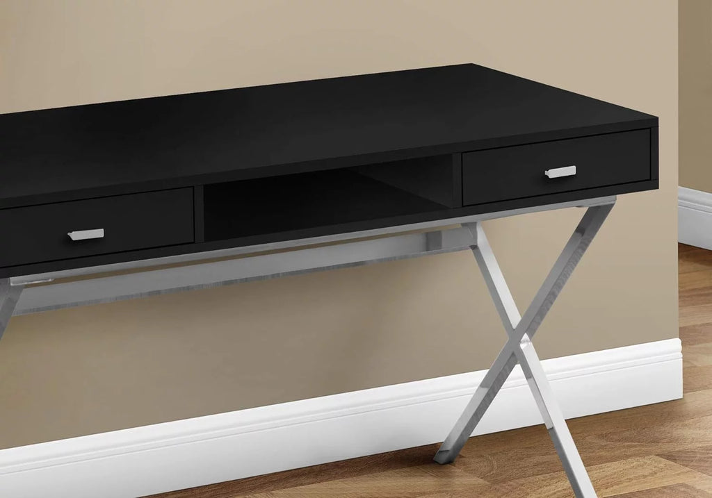 Laptop Table with Drawers and Open Shelf, Black N925