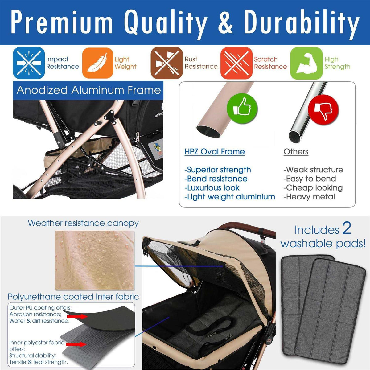 Extra Long Pet Stroller Y450