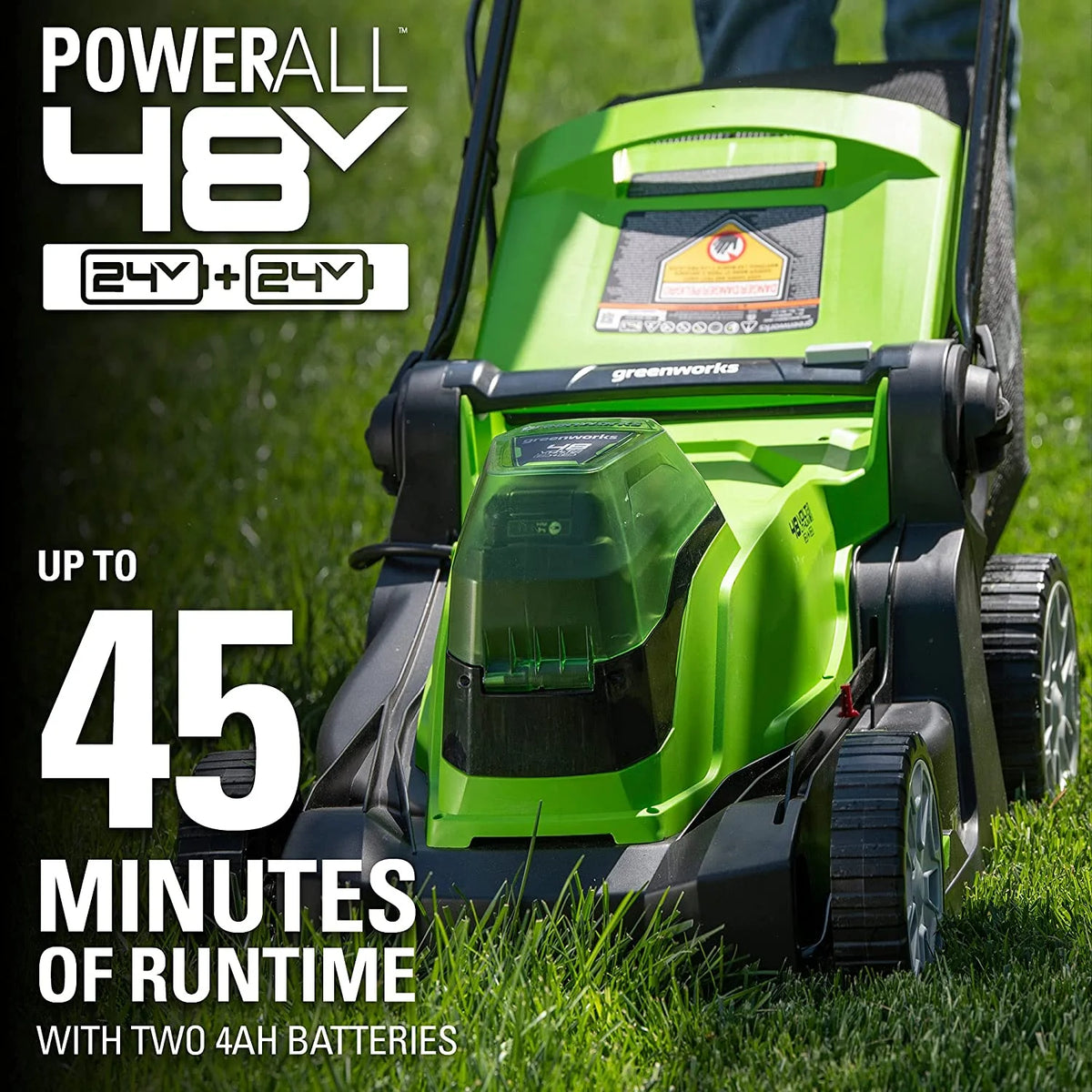 48V 17 Battery-Powered Push Lawn Mower with 2 x 24V 4Ah Batteries P718