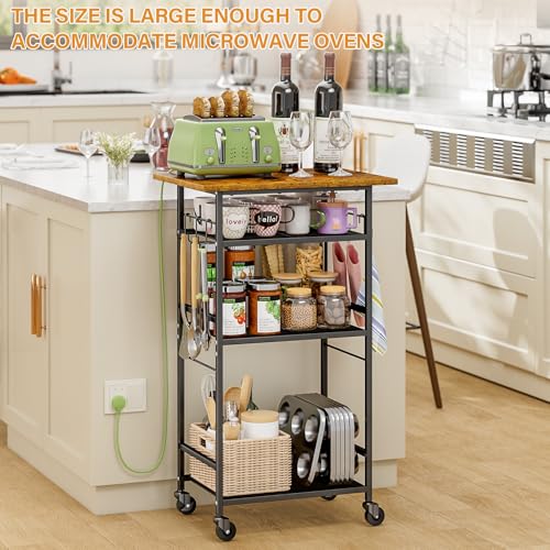 3 Tier Rolling Kitchen Microwave Cart with Adjustable Shelf X4906