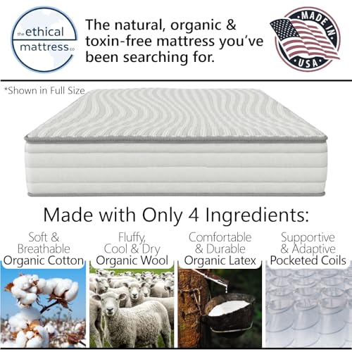 10" Hybrid Mattress with Organic Cotton, Wool, Latex & Pocketed Coils - Queen Size V9152