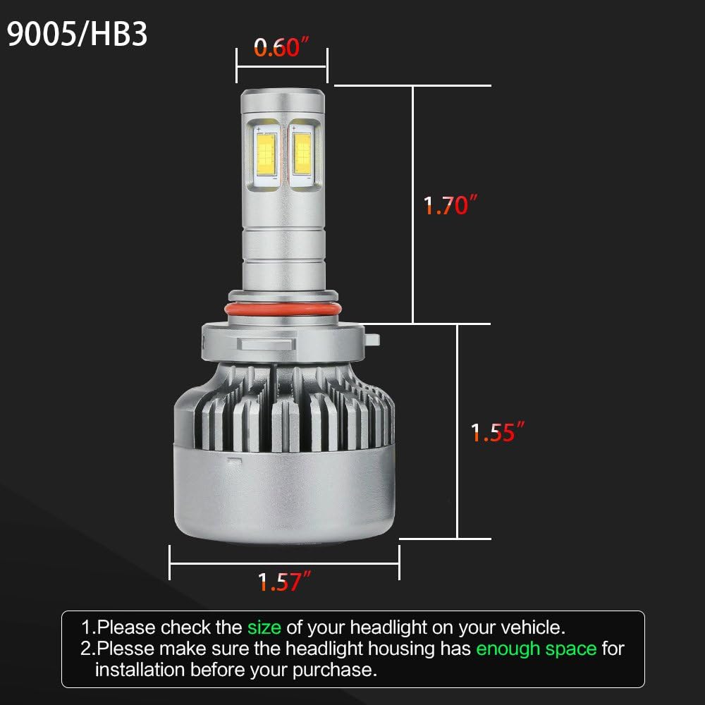 9005 LED Headlight Bulbs High Beam 6000K Pack of 2 I609600