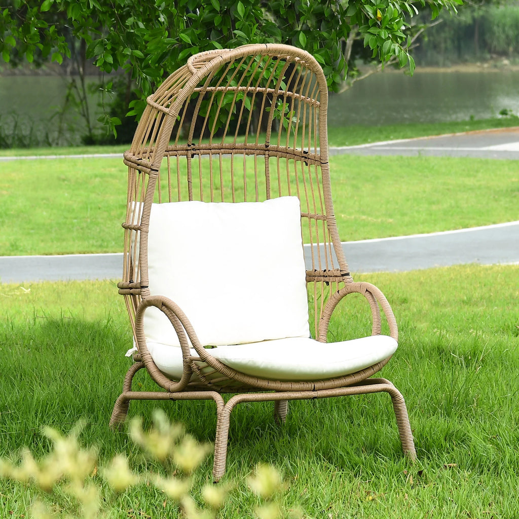 Oversized Wicker Egg Chair with Steel Frame W688