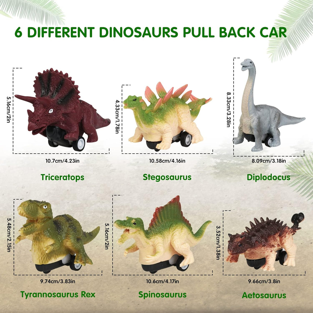 6 Pack Jumbo Prefilled Easter Eggs with Dinosaur Pull Back Cars Toys P223