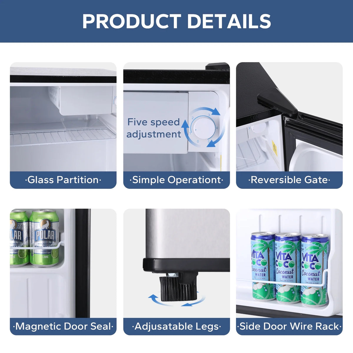 1.6 Cu.ft Silver Mini Fridge with Freezer G100514