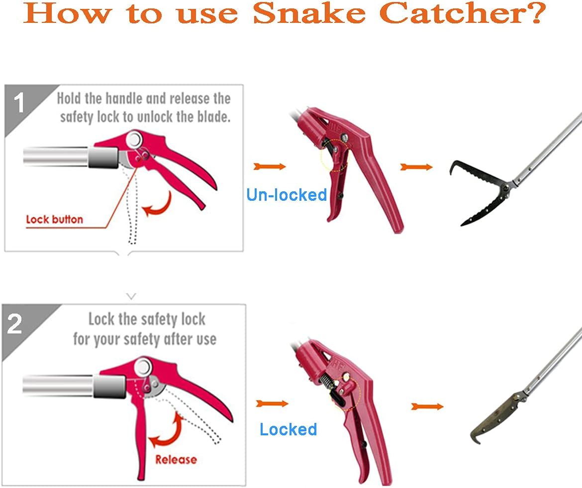 60 Inch Snake Tongs Reptile Grabber Catcher Wide Jaw Handling Tool Heavy Duty Pack of 2 M224