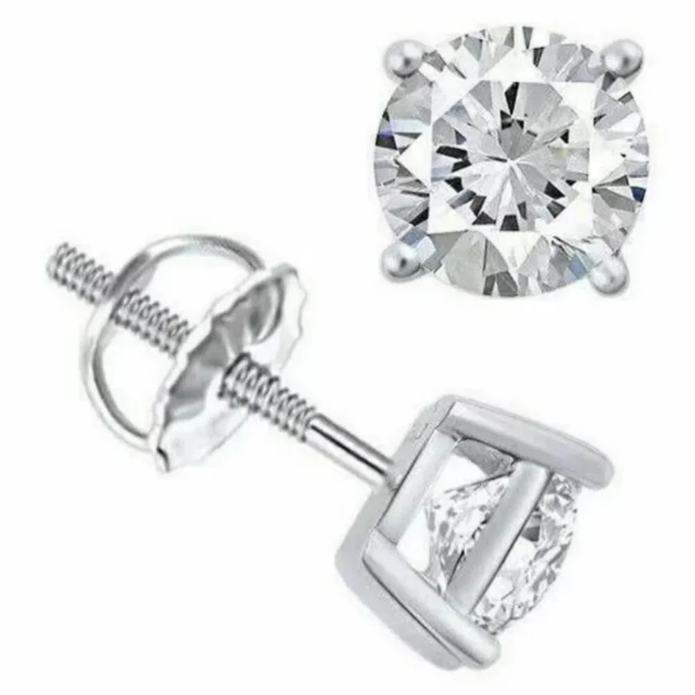14K White Gold Moissanite Studs Earrings P343