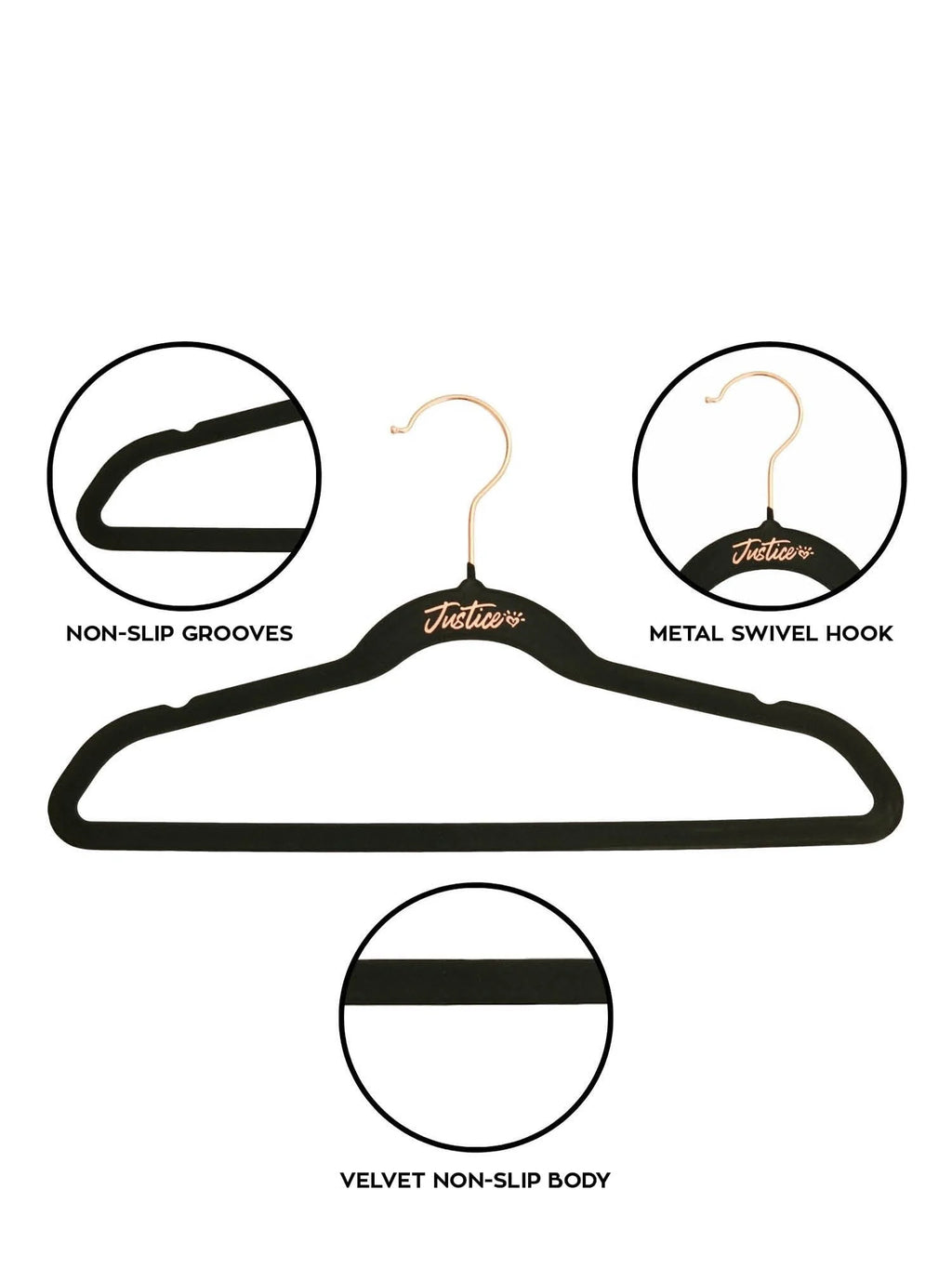 Black Velvet 100 Pack Non-Slip Swivel Hook Clothes Hangers Z3903
