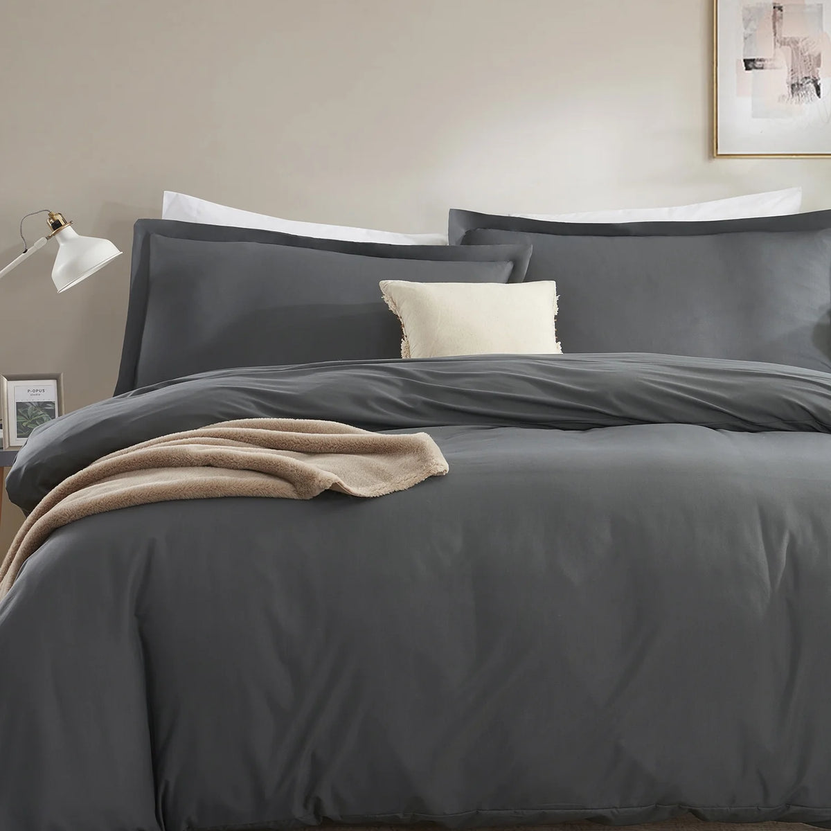 3pc Microfiber Duvet Cover Set Queen with 2 Pillow Sham Grey J252681