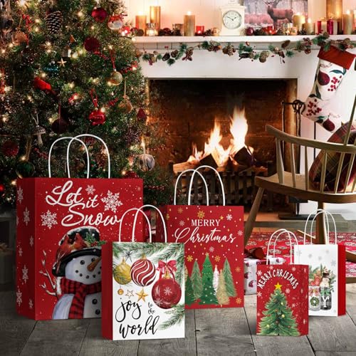 24 Christmas Gift Paper Bags with Handles V70694