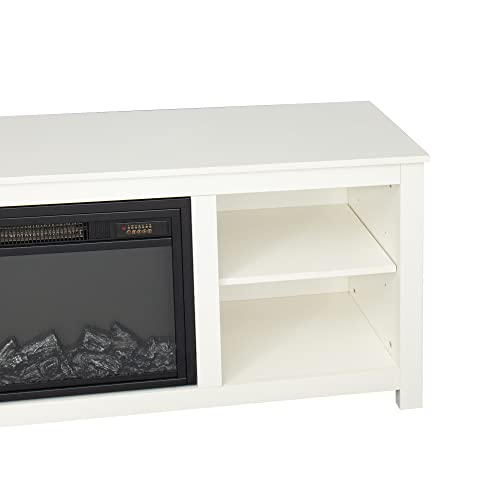 White 4 Cubby Electric Fireplace TV Stand I60465
