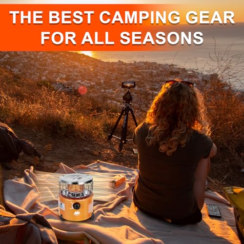 2 in 1 Portable Propane Heater and Stove, Outdoor Camping Liquefied Gas Stove, Orange I206082