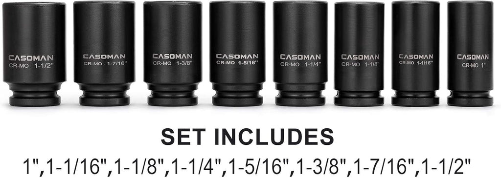 3/4 Drive Deep Impact Socket Set, 8 Piece Set, SAE Sizes A664504